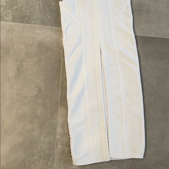 White and gold high slit gown - Picture 9 of 11